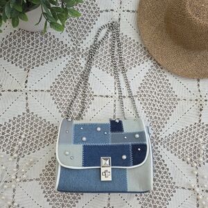 AKIRA Blue Patchwork Shoulder Bag